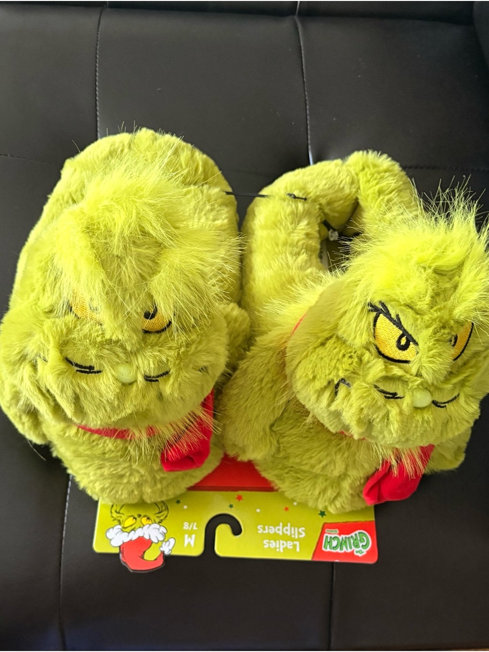 adidas Kids Lime Green Grinch Plush Slippers